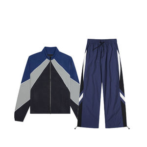 Survêtement en nylon uni personnalisé pour hommes, de haute qualité, ensemble 2 pièces, léger, ample, coupe-vent - Product Image 1