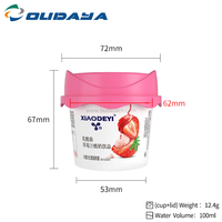 100ml 3oz venta al por mayor personalizado Deisn IML impreso PP plástico helado yogur pudín taza con tapa y cuchara
