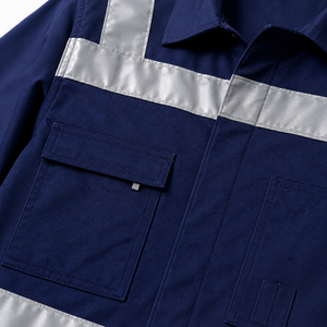 Combinaison de travail antistatique réfléchissante bleu marine pour hommes, combinaison de sécurité en polyester avec bandes haute visibilité pour usage industriel - Product Image 6
