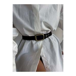 Cinturón de gamuza con hebilla cuadrada y accesorio de corazón para mujer, cinturón para pantalón, chaqueta, camisa, vestido - Negro-antiguo - Product Image 1