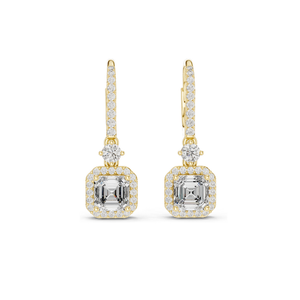 ต่างหูเพชรทรง Asscher Cut น้ำหนัก 2.598 กะรัต ความใส VVS-VS สี EF  ทอง 18KT, 14KT, 10KT และเงิน 925 สีโรสโกลด์, สีเหลือง, สีขาว - Product Image 3
