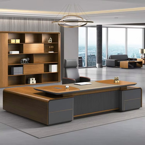 Modern Luxury <b>Extendable</b> Wooden L Shaped Executive <b>Desk</b> Modular CEO Boss Office Table Workstation for Premium Commercial Spaces - Product Image 1