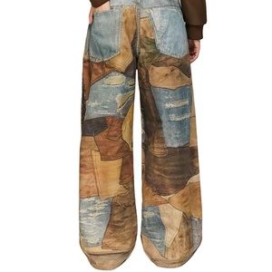 Pantalon évasé vintage pour homme en coton 100% personnalisé, coupe slim, jean décontracté, taille mi-haute, patchwork de haute qualité - Product Image 2