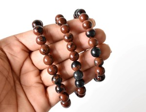 Premium Natural Quality Mahogany Obsidian 8mm Round <b>Healing</b> <b>Bracelet</b> for Meditation Jewelry - Product Image 1