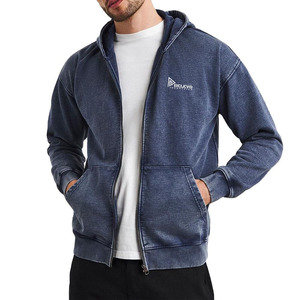 เสื้อฮู้ดซิปผู้ชายทรงหลวมโอเวอร์ไซส์ สไตล์สตรีทแวร์ ผ้าคอตตอน 100% น้ำหนัก 430gsm ลุคดิสเทรส ซักย้อมสีแบบแอซิดวอช คุณภาพสูง รุ่นใหม่ล่าสุด - Product Image 2