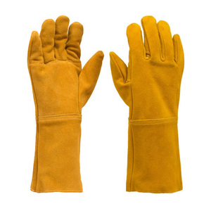 Guante de mano de cuero dividido de vaca de algodón resistente al calor, venta al por mayor, guantes de soldadura de mano de seguridad de cuero dividido de vaca resistentes al calor - Product Image 1
