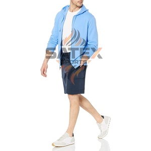 Winter Men's High Quality 100% Cotton Fleece Zipper Hoodie-Solid Color Embroidered 2 Pcs OEM Custom Service Wholesale - Product Image 4