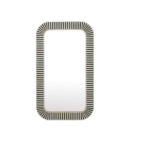 Espejo de pared de lujo hecho a mano de diseño moderno elegante con decoración de incrustaciones de hueso de iluminación de Crescent Crafts - Product Image 1