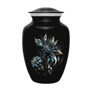 Urna de cremación de flores negras con bolsa de terciopelo Urna para adultos de 6 "y 10" para cenizas humanas Urna grande de cremación de flores con capacidad para hasta 200 LBS - Product Image 4