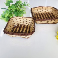 Panier de rangement carré en bambou tissé à la main bon marché mélanger les couleurs pour la décoration de la maison multifonction