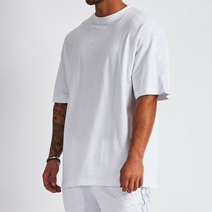 Camiseta extragrande de alta calidad para hombre, Camiseta con estampado personalizado de algodón liso con logotipo frontal, estilo de Jersey informal holgado - Product Image 4