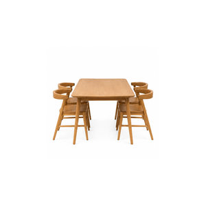 Ensemble de salle à manger rectangulaire en teck ARTERRA Premium, table de salle à manger moderne minimaliste avec chaises pour la maison, café - Product Image 2