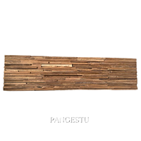 Panel de Pared Acústico de Madera de Teca Reciclada, Diseño Geométrico Vertical, Revestimiento Rústico Natural para Apartamentos