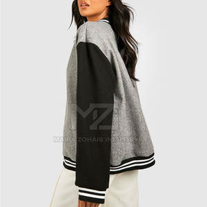 Chaqueta Letterman de Talla Grande para Mujer, Tejida en Algodón, para Uso en Exteriores en Invierno, Transpirable, con Cuello Alto, Personalizable, Venta al Por Mayor - Product Image 2