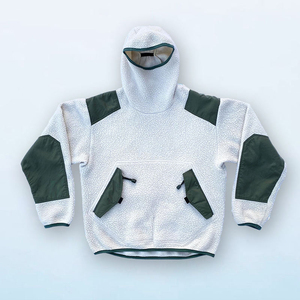 Manufacturer Wholesale Fluffy <b>Fleece</b> Color Block <b>Hoodie</b> Custom Pocket Heavyweight Winter Thick Warm Solid <b>Sherpa</b> Ninja <b>Hoodie</b> - Product Image 2