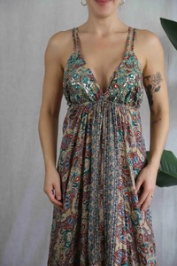 เดรสแม็กซี่ของผู้หญิงสำหรับฤดูร้อนชุดเดรสชายหาดสไตล์โบฮีเมียนเข้ารูปลายดอกไม้ลูกไม้บริสุทธิ์กระโปรงยาวคลุมสะโพก - Product Image 4