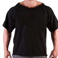 T-shirt classique surdimensionné pour homme, style culturisme, en coton éponge tricoté, écologique, pour la gym et le fitness, style old school