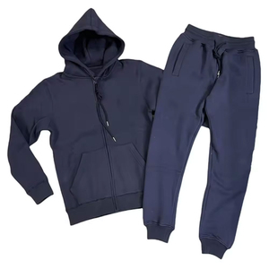 Sudadera con capucha y pantalones de chándal con cremallera personalizada para hombre, chándales de entrenamiento de Algodón 100% con tu propio logotipo para hombre - Product Image 1