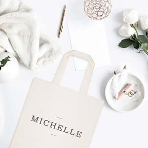 Modern Personalized Name Cotton Canvas Tote Bag with Open Closure Solid Color Pattern - Product Image 3