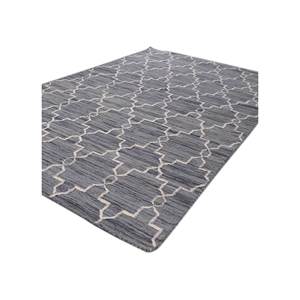 Alfombra de Yute y Lana Tejida Plana Gris y Negra Indusbar Dwrm-162, Alfombra Rectangular con Rayas Geométricas y Abstractas para el Hogar - Product Image 2