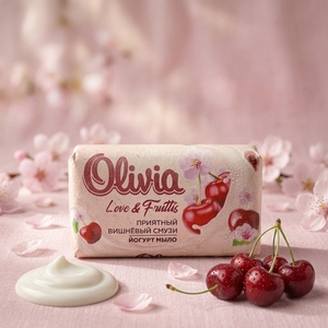 สบู่อาบน้ำกลิ่นหอมเชอร์รี่ผสมกลีเซอรีนสำหรับมือและร่างกาย140กรัม Olivia Love & fruttis - Product Image 1