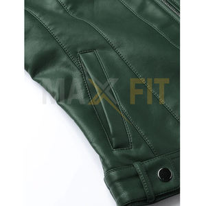 MAXFIT ENTERPRISES Vestes d'hiver en cuir PU vert pour femmes, faites à la main, confortables avec tissu en toile imprimé de logo personnalisé - Product Image 6
