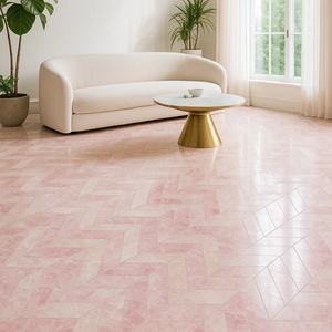 Azulejos de cuarzo rosa de lujo, patrón de Chevron de tendencia, decoración de pared y suelo, calidad superior, MOQ bajo, entrega rápida en todo el mundo - Product Image 1