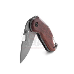 Cuchillo plegable compacto de acero inoxidable EDC, Clip de cinturón de punto de caída de madera, botón pulsador, cambio de hoja, borde recto, Camping al aire libre - Product Image 4