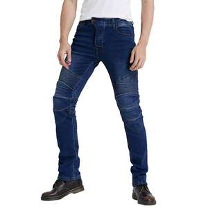 Plain Blue Color Cotton Made Denim Style Motorbike Pants For Adult <b>Bikers</b> Regular Fit Breathable <b>Jeans</b> Made Pants - Product Image 1