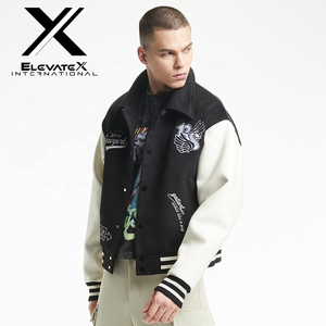 Chaqueta Varsity de Invierno para Hombre, Reversible, Ecológica, con Cuello Alto, Bordado Chenille Vintage con Patrón de Letras, Peso Estándar - Product Image 3