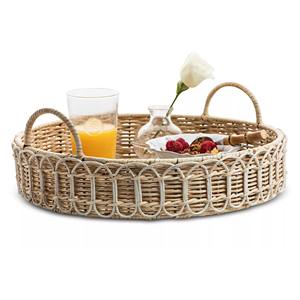 Plateau de service rectangulaire fait main de haute qualité en rotin en osier naturel fabriqué au Vietnam - Product Image 1