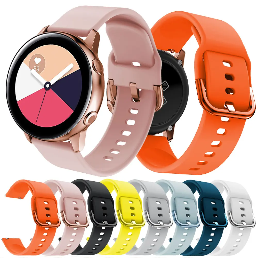 Pulseira esportiva e colorida com fivela, para samsung galaxy watch active 2 1, pulseiras de silicone para relógio galaxy 22mm