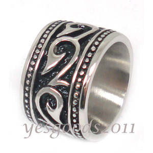 USA Seller Vintage Silver Stainless Steel Biker <b>Ring</b> 14MM Fashion <b>Ring</b> in Sizes 8-13 SR69 - Product Image 3