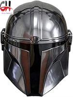 CHk Calvin Handicrafts Sangle de mentonnière pour casque Mandalorian vintage en acier - Faite à la main, argent poli, pour costume Star Wars / jeu de rôle