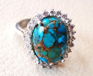 Anillo de Mujer con Turquesa Azul Natural, Piedra de Nacimiento de Diciembre, Anillo Apilable de Boda, Joyería de Plata de Ley 925 - Product Image 5