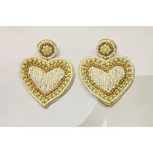 2025 haute couture en gros fait à la main au crochet perle de rocaille mode Multi couleur boucles d'oreilles bijoux artificiels pour femmes boucles d'oreilles - Product Image 1