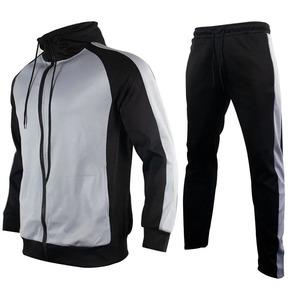Traje deportivo con capucha de otoño-invierno para hombre, diseño relajado con bloques de color para correr al aire libre, senderismo, pesca, cierre de cremallera de talla grande - Product Image 4