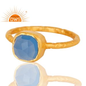แหวนพลอยคาลซิโดนีธรรมชาติชุบทอง18K สำหรับผู้ผลิตเครื่องประดับชั้นดีเงินสเตอร์ลิง - Product Image 2