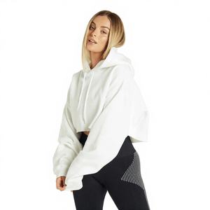 Sudadera con capucha corta acolchada de diseñador desgastado para mujer, jersey con hombros caídos de talla XS, sudadera de punto, ropa de calle de invierno, Top con capucha - Product Image 1