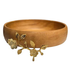 Bols de service en bois modernes polis fabriqués à la main Branche en laiton unique Milli Fleurs Design pour noix Bonbons Mariages Décoration intérieure - Product Image 2