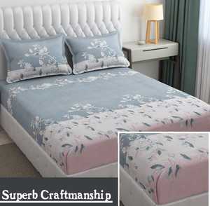 Ensemble de draps de lit 3 pièces en coton de qualité élégante Impression florale solide Style classique Confortable et idéal pour les cadeaux - Product Image 4