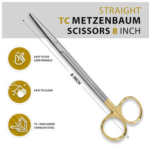TC Metzenbaum Tijeras de Carburo de Tungsteno, Tijeras Quirúrgicas Curvas de Acero Inoxidable, Kit de Sutura de Buena Calidad, Instrumento Médico - Product Image 2