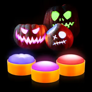 Battery Operated Outdoor Candles Led Rechargeable Lights Halloween Fall Waterproof Tea With Timer Orange Pumpkin Lights