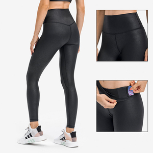 Mallas de gimnasio para mujer de cintura alta hechas a medida, pantalones de entrenamiento de LICRA de nailon de Color sólido, Logo, estilo deportivo, varios tamaños, Yoga - Product Image 2