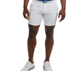 Pantalones cortos de golf de poliéster de secado rápido con logotipo personalizado para hombre, pantalones de entrenamiento medios informales, pantalones cortos calientes que absorben la humedad de Color sólido - Product Image 4