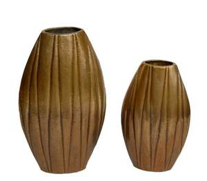 Meilleure vente Vase à fleurs rond ensemble de 2 en aluminium avec laiton design antique vases à fleurs personnalisés en gros - Product Image 4