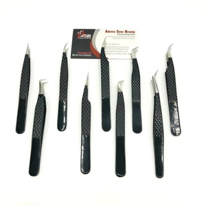 Pinzas de extensión de pestañas de acero sostenible japonesas con etiqueta privada personalizada pinzas de pestañas personalizadas con punta puntiaguda recubierta de negro - Product Image 4