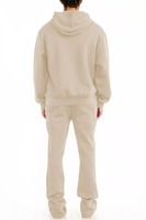 Ensemble de survêtement d'hiver épais pour homme, coupe évasée, avec veste et pantalon assortis, impression de logo personnalisé, 2 pièces, vente en gros