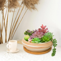 Pot Bonsai Bambu Spun Ramah Lingkungan Tahan Lama Grosir, Piring Pot Bunga Desain Minimalis Buatan Tangan, Pot Tanaman Harga Terbaik