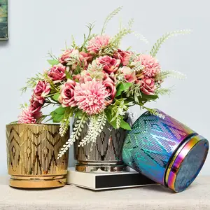 High Stability Metal Iron Golden Diamond Design Planter Flower Pot For Living Room And Balcony Latest Arrival Available Here